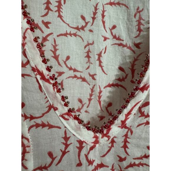 Roberta Roller Rabbit Cotton Blouse Tunic Seed Bead Blouse Size Medium - Picture 7 of 7